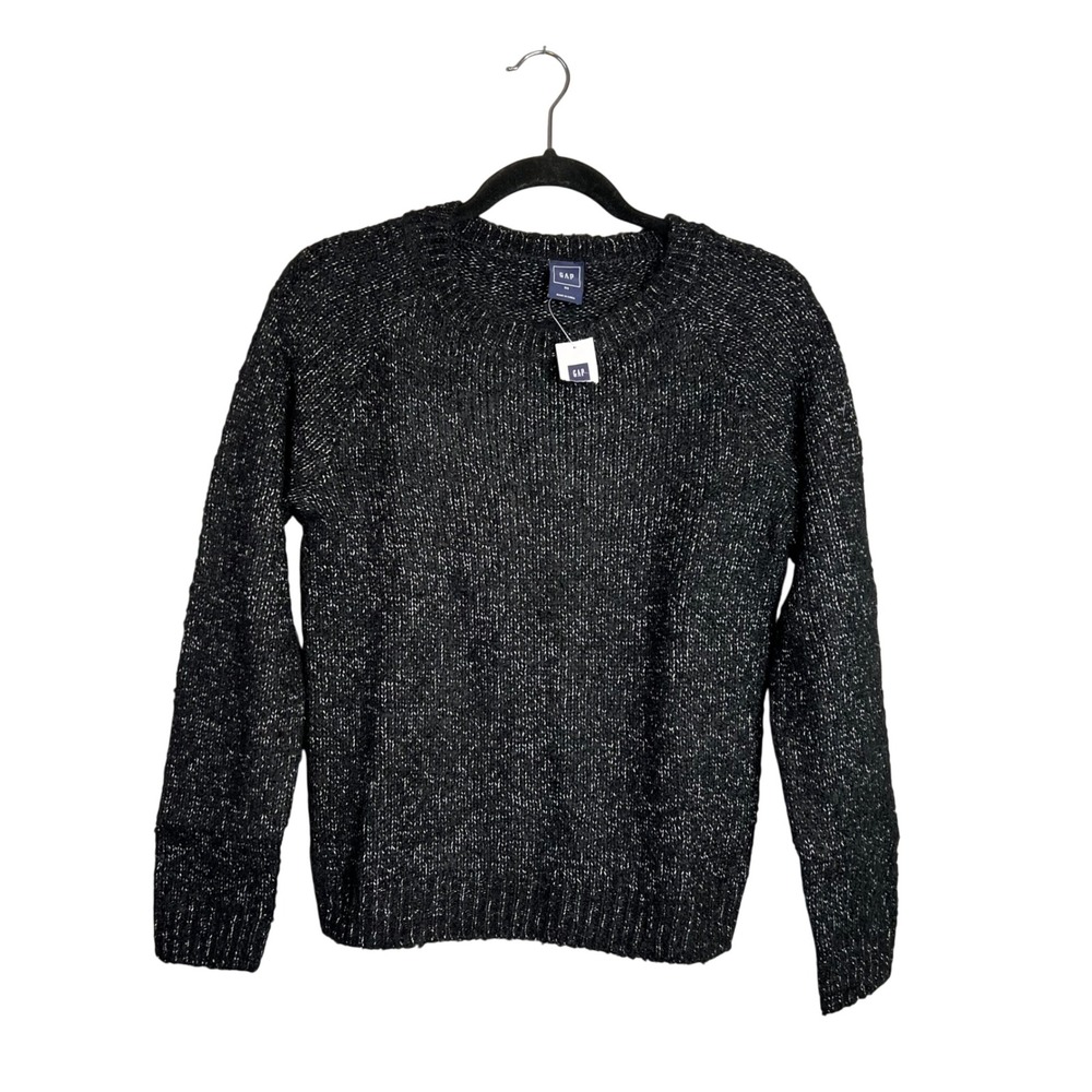 GAP Boucle Sweater Size XS Black White Pullover Crew Neck‎ NWT